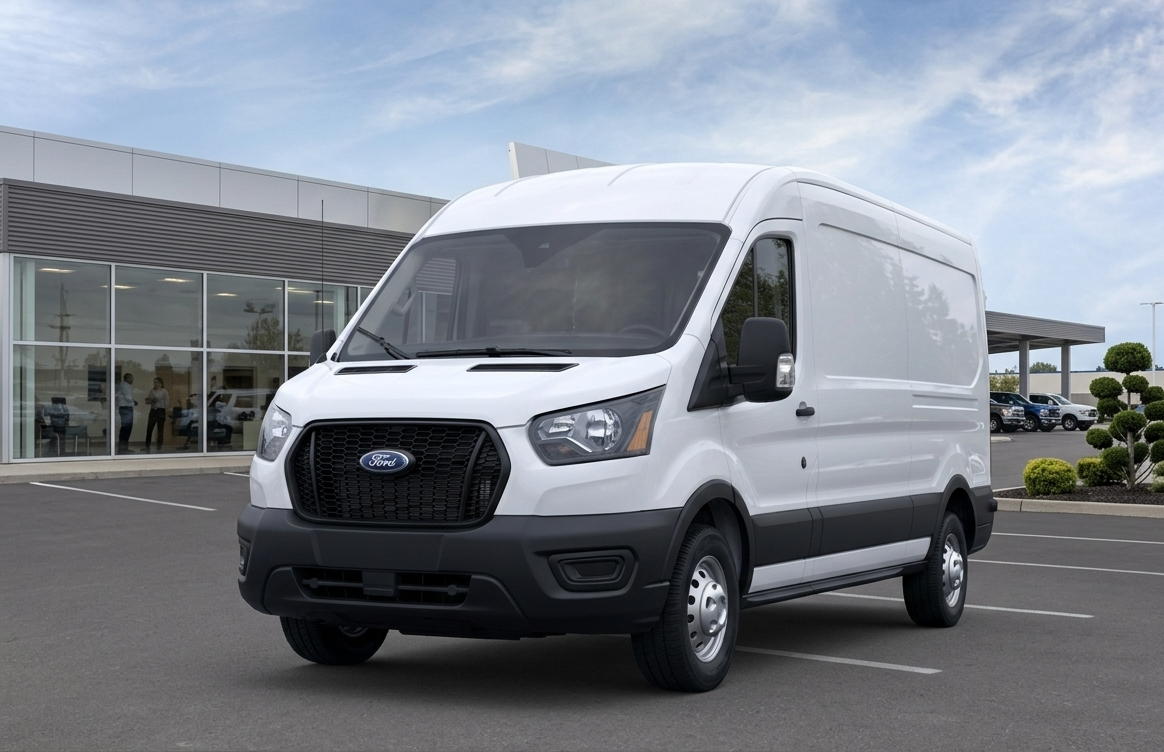 The Ford Transit outside a dealership